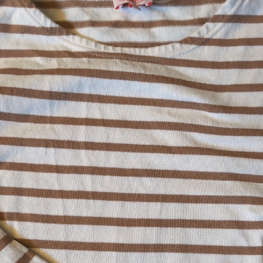 Armor Lux Long Sleeve Striped Tee in Cream and Brown - Picture 6 of 8